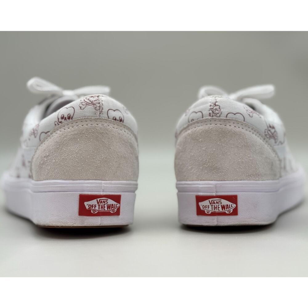 Vans Old Skool ComfyCush White Skull Sneakers Suede Low Top Size 10.5 - Picture 9 of 10